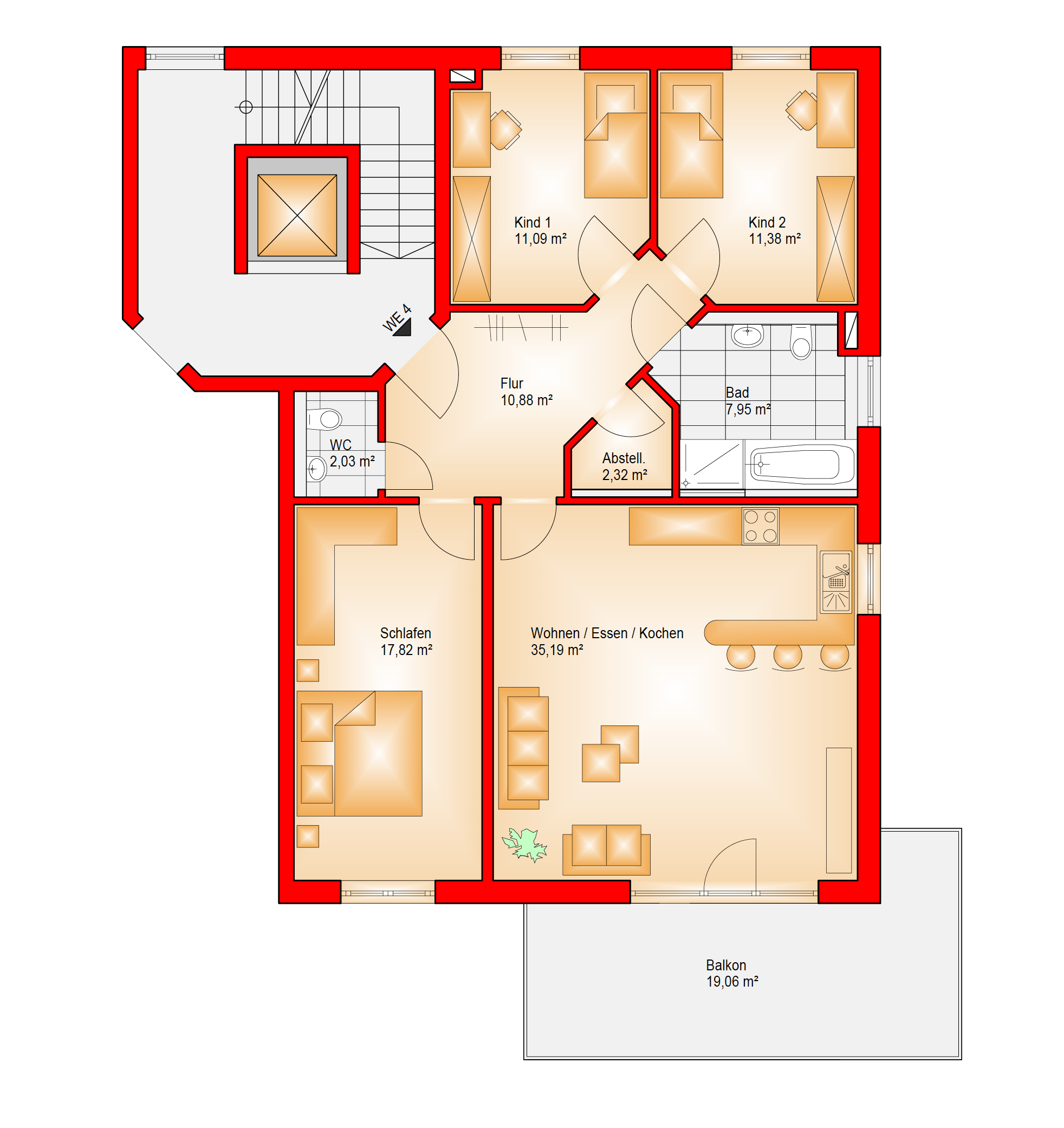 4 Zi Balkon Vogl Waldstraße 2